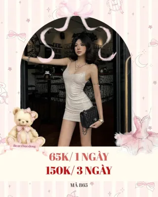 Ảnh 1 của Đầm kim sa ngắn bodycon trắng bạc size M