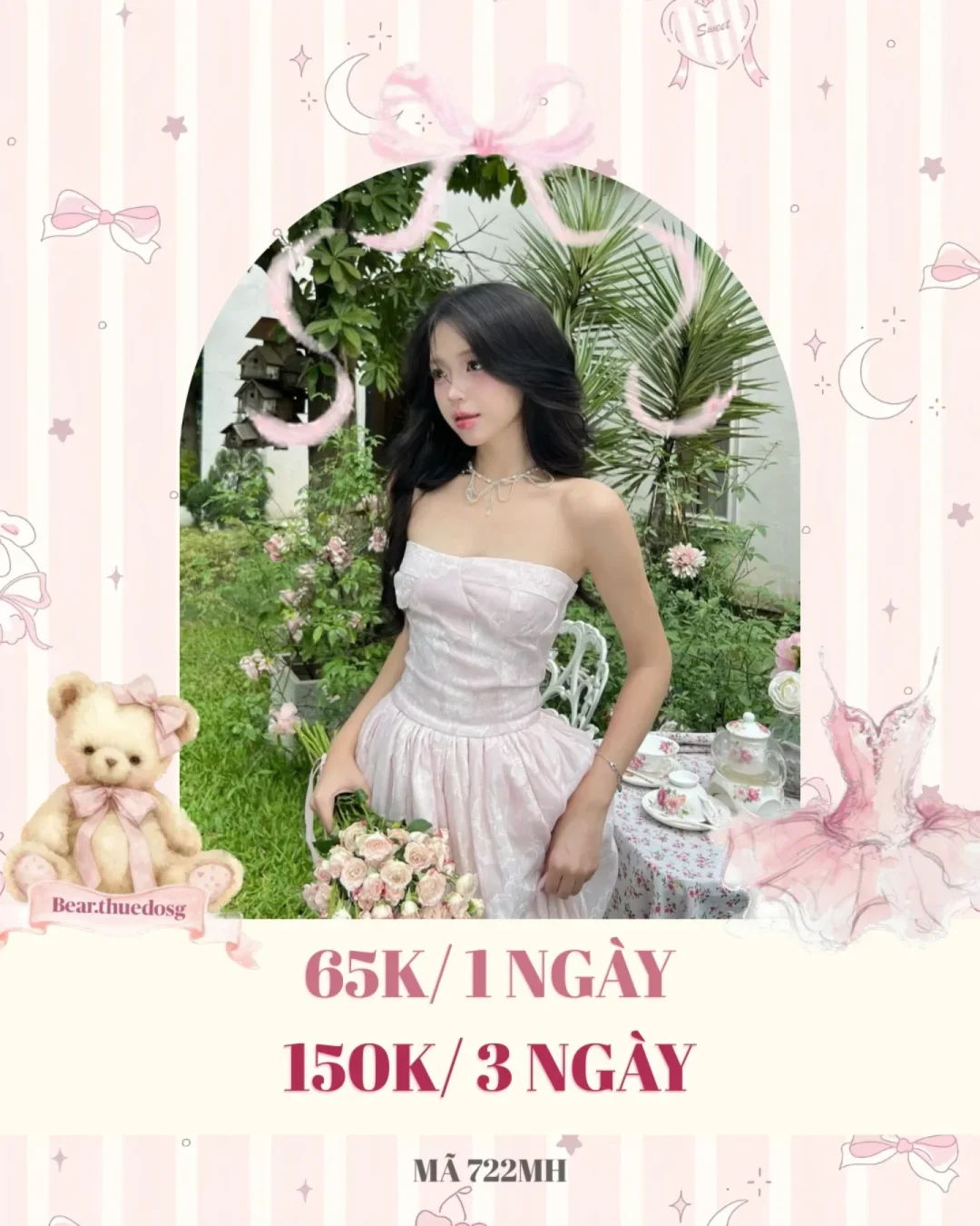 Ảnh 1 của Váy cúp ngực hồng pastel nữ cho thuê
