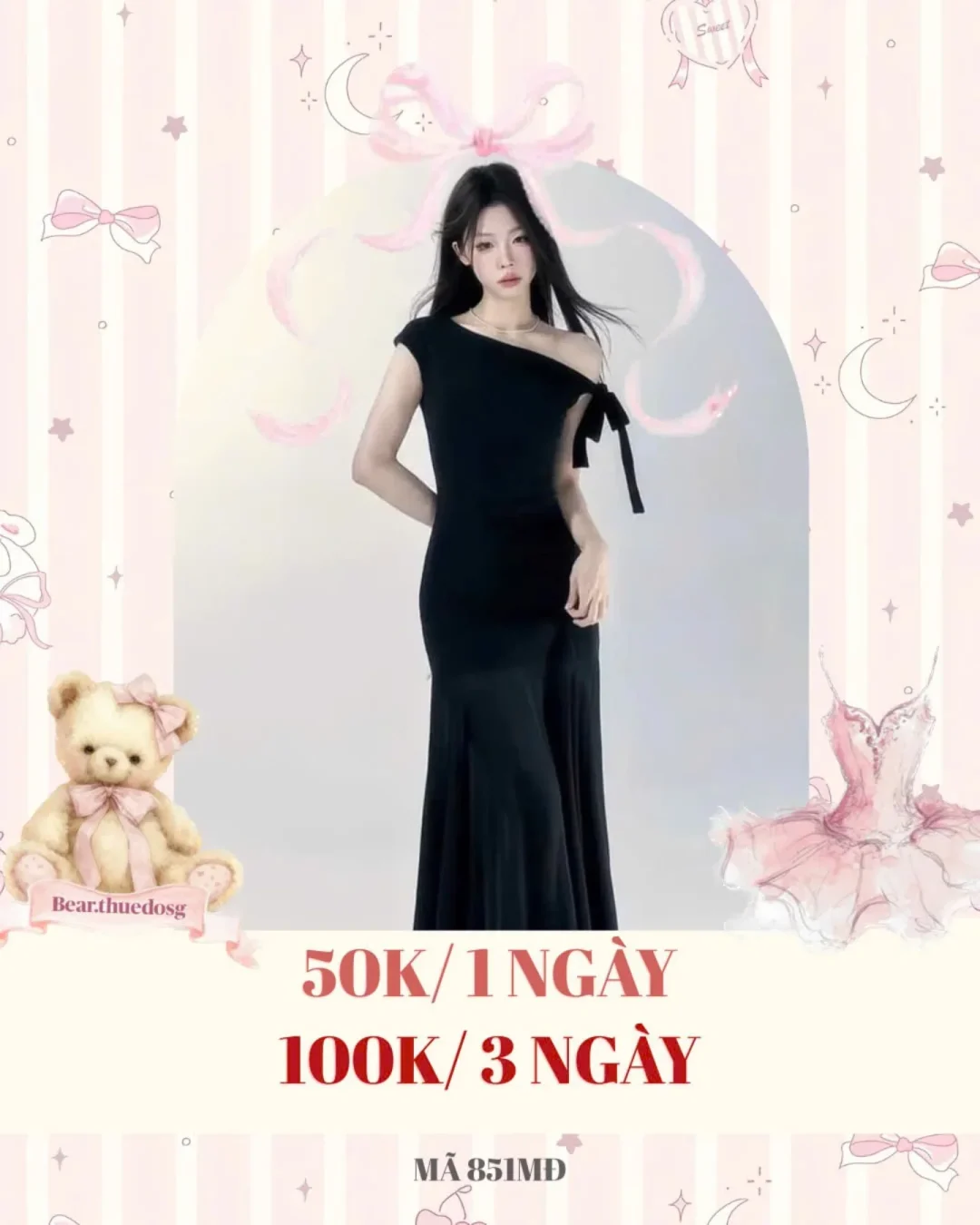 Ảnh 1 của Đầm Đen Dài Lệch Vai Nữ Sang Trọng