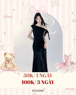 Ảnh 1 của Đầm Đen Dài Lệch Vai Nữ Sang Trọng