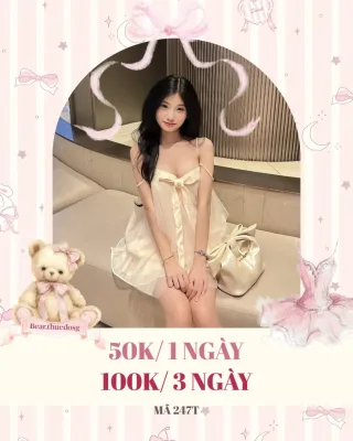 Ảnh 1 của Đầm ngắn hai dây nơ kem nhạt size S