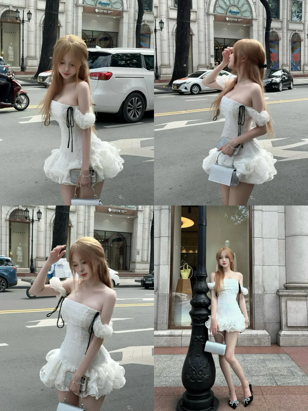 Photo 1 of Váy trắng trễ vai bèo nhún size M