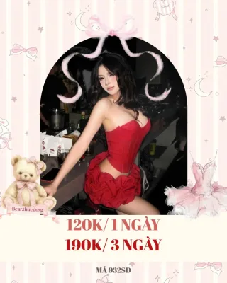 Photo 1 of Set Corset Đỏ Kèm Chân Váy Bèo Nữ