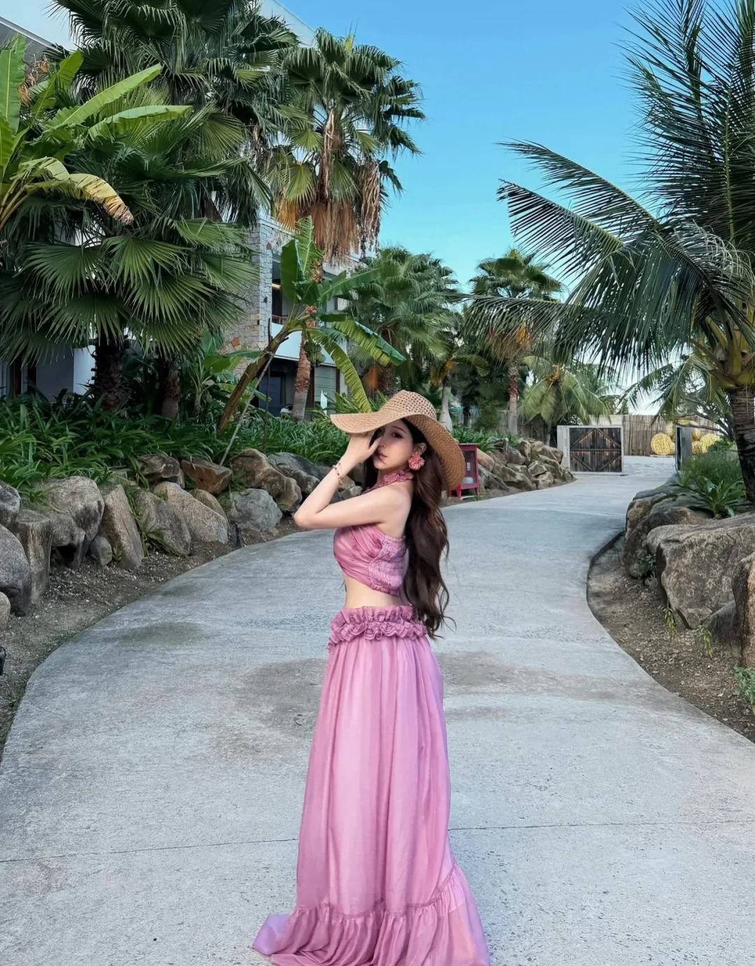 Ảnh 6 của Set váy hai mảnh hồng boho maxi nữ