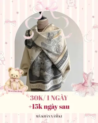 Ảnh 1 của Khăn choàng nữ họa tiết vintage be
