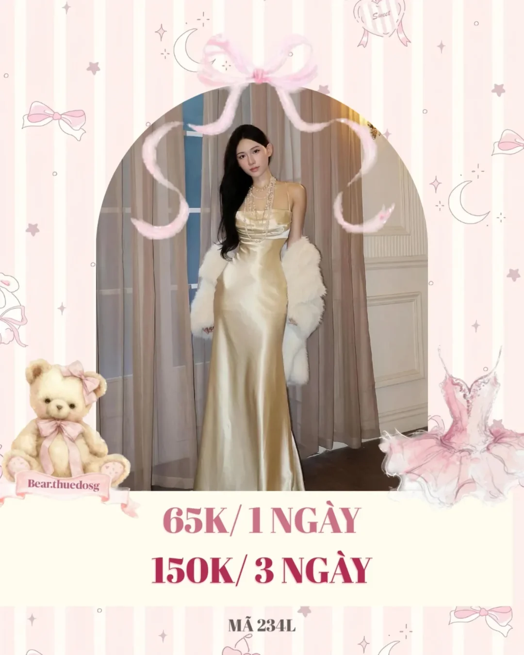 Ảnh 1 của Đầm satin dài vàng champagne sang trọng