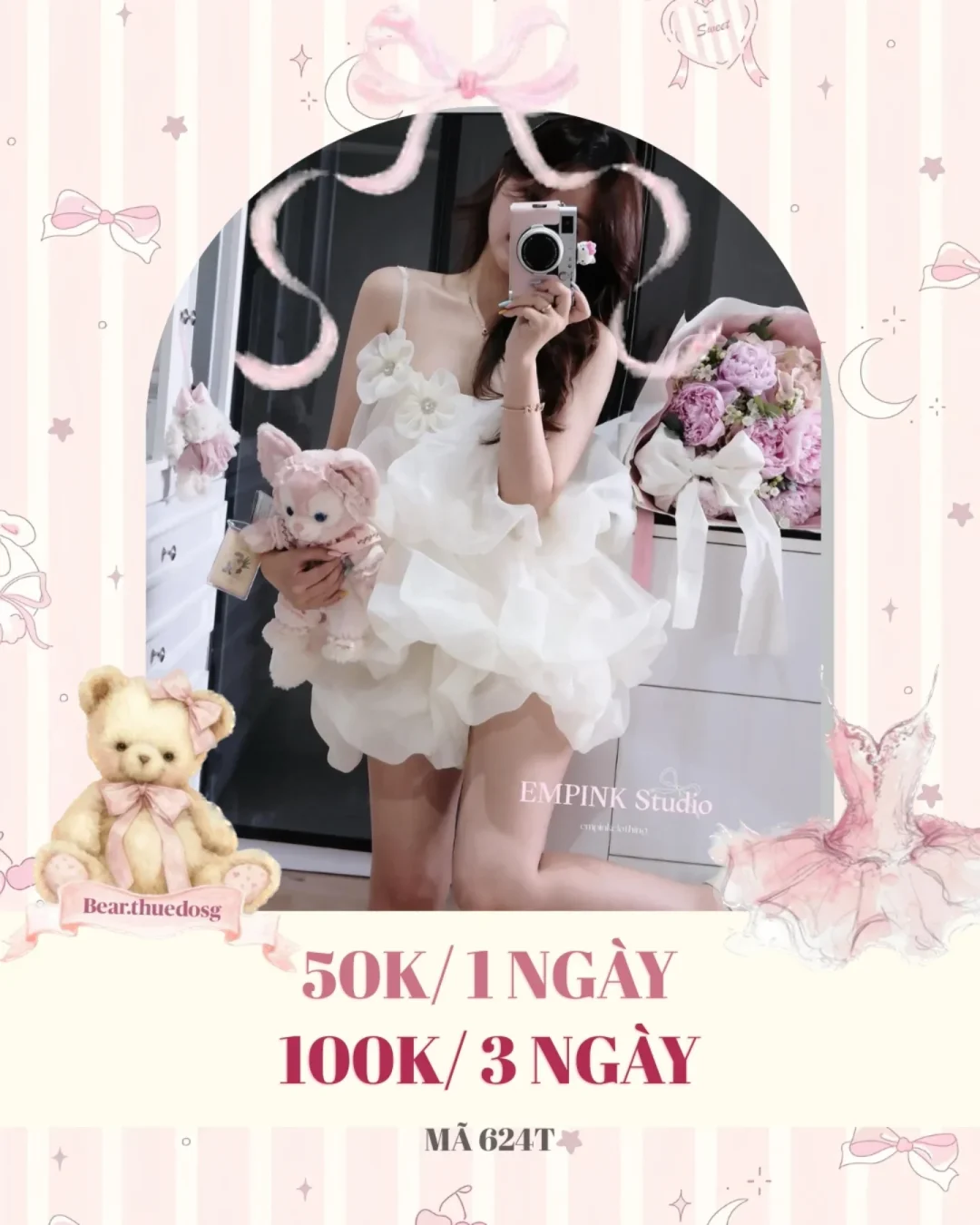 Ảnh 1 của Váy babydoll trắng bèo nhún nữ dễ thương