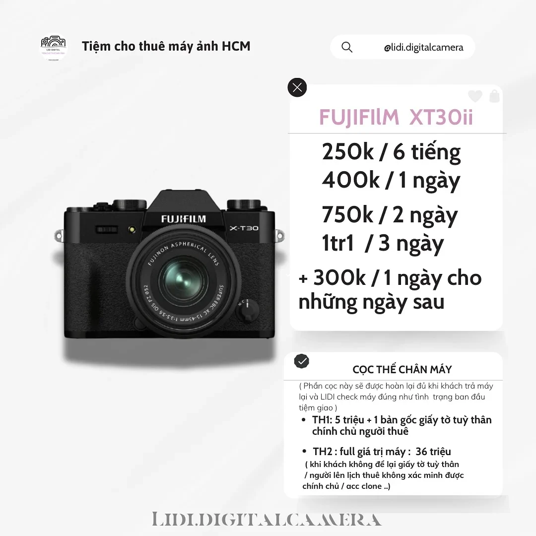 Photo 1 of Máy ảnh Fujifilm XT30ii cho thuê kèm lens