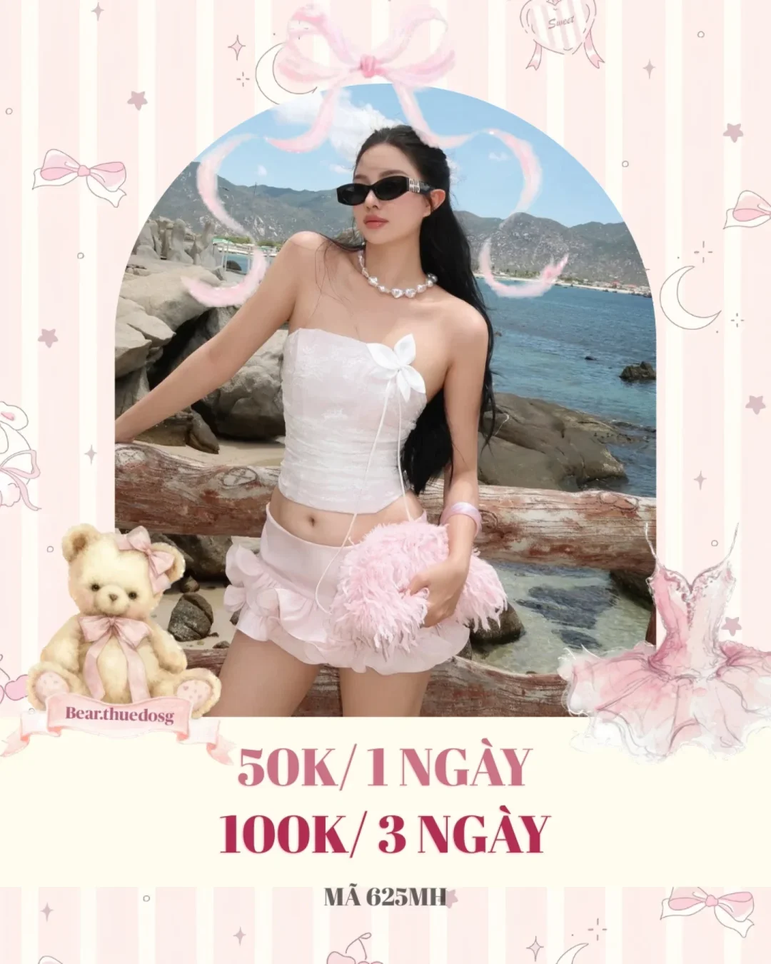 Photo 1 of Set đồ nữ áo quây trắng quần short hồng bèo