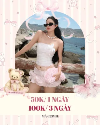Photo 1 of Set đồ nữ áo quây trắng quần short hồng bèo
