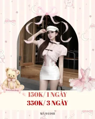 Ảnh 1 của Set áo lông hồng váy trắng nữ dễ thương