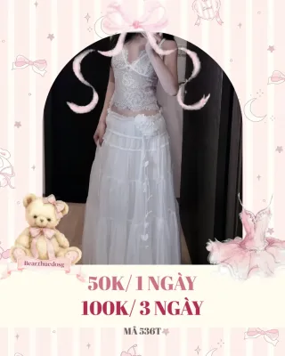 Photo 1 of Set áo ren chân váy trắng nữ bánh bèo
