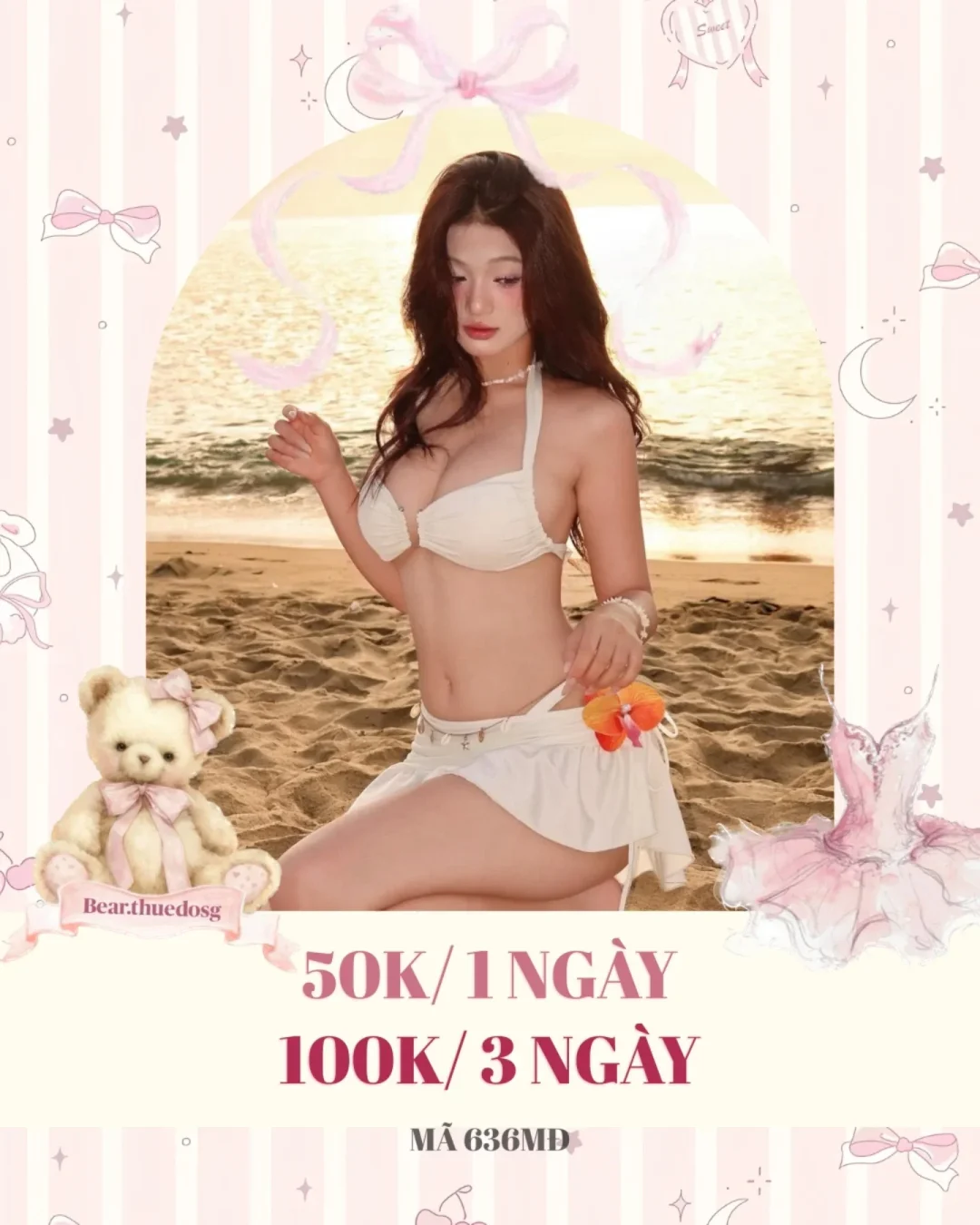 Ảnh 1 của Set bikini trắng hai mảnh nữ đi biển