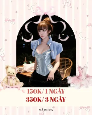 Ảnh 1 của Set corset lông cừu xanh nữ size M