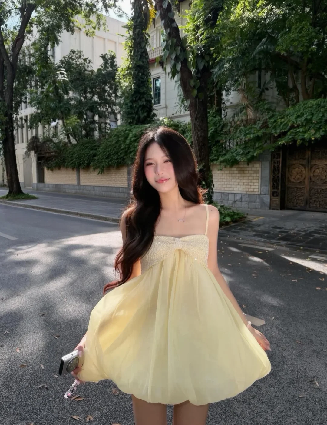 Ảnh 2 của Đầm babydoll vàng ngắn size S nữ