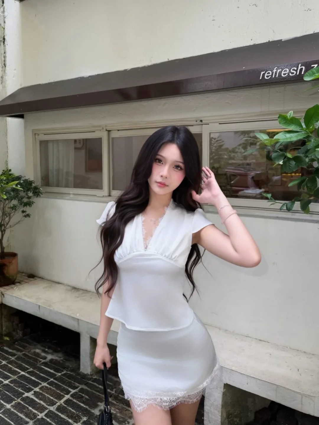 Ảnh 1 của Set áo váy ren trắng nữ size S