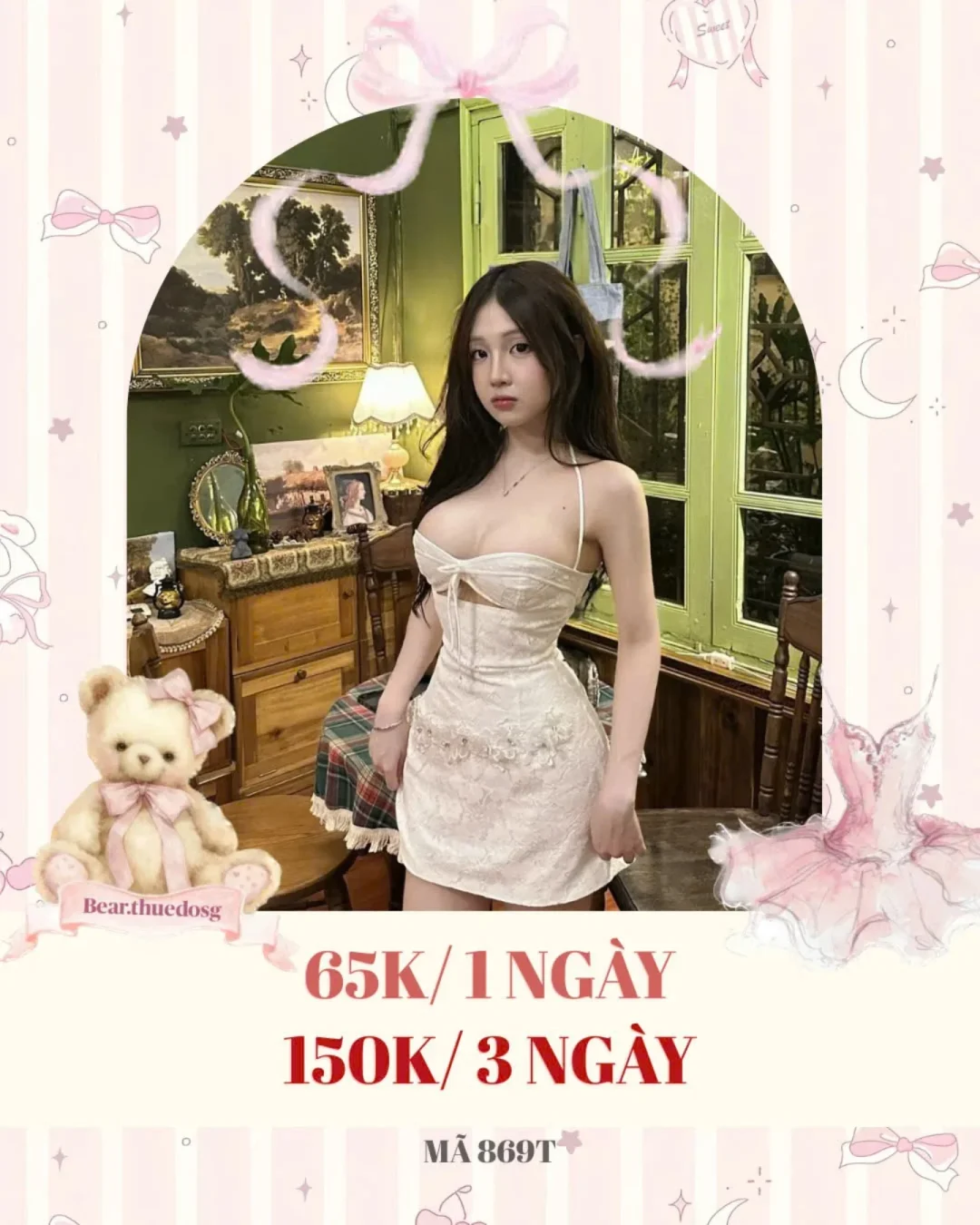 Ảnh 1 của Đầm mini corset ren kem size S nữ