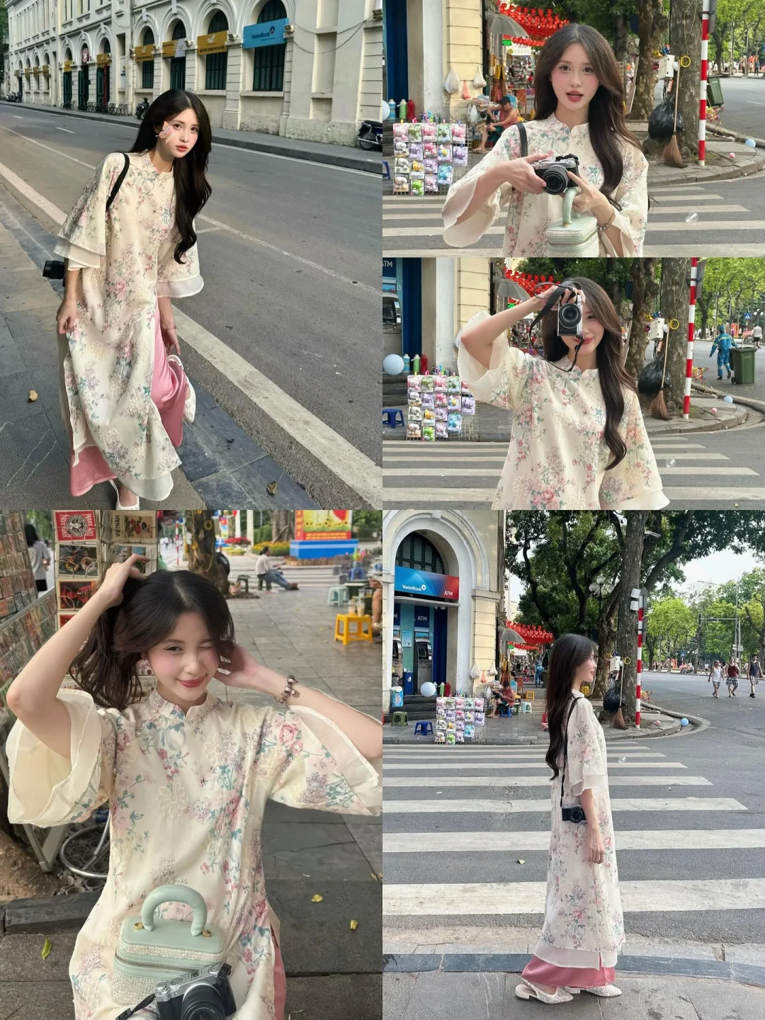 Ảnh 1 của Áo dài hoa nữ màu kem size M