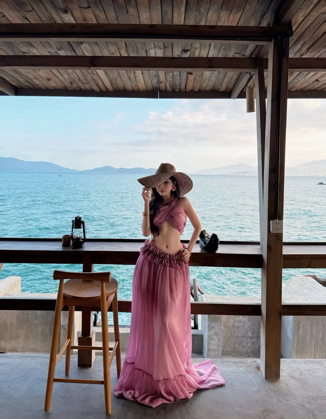 Ảnh 1 của Set váy hai mảnh hồng boho maxi nữ