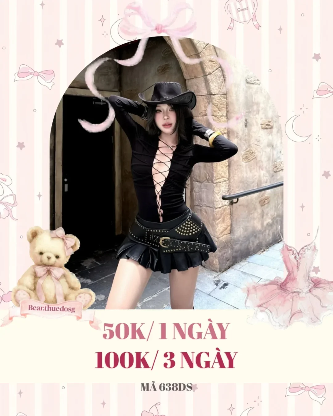 Ảnh 1 của Set đồ nữ đen phong cách cowboy