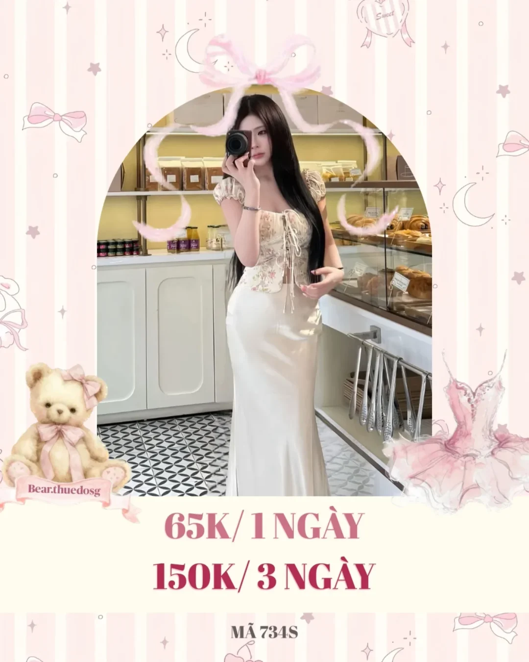 Ảnh 1 của Set váy corset satin trắng nữ tính