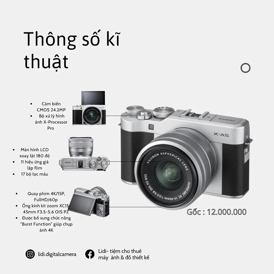 Photo 2 of Máy ảnh Fujifilm X-A5 cho thuê chụp ảnh