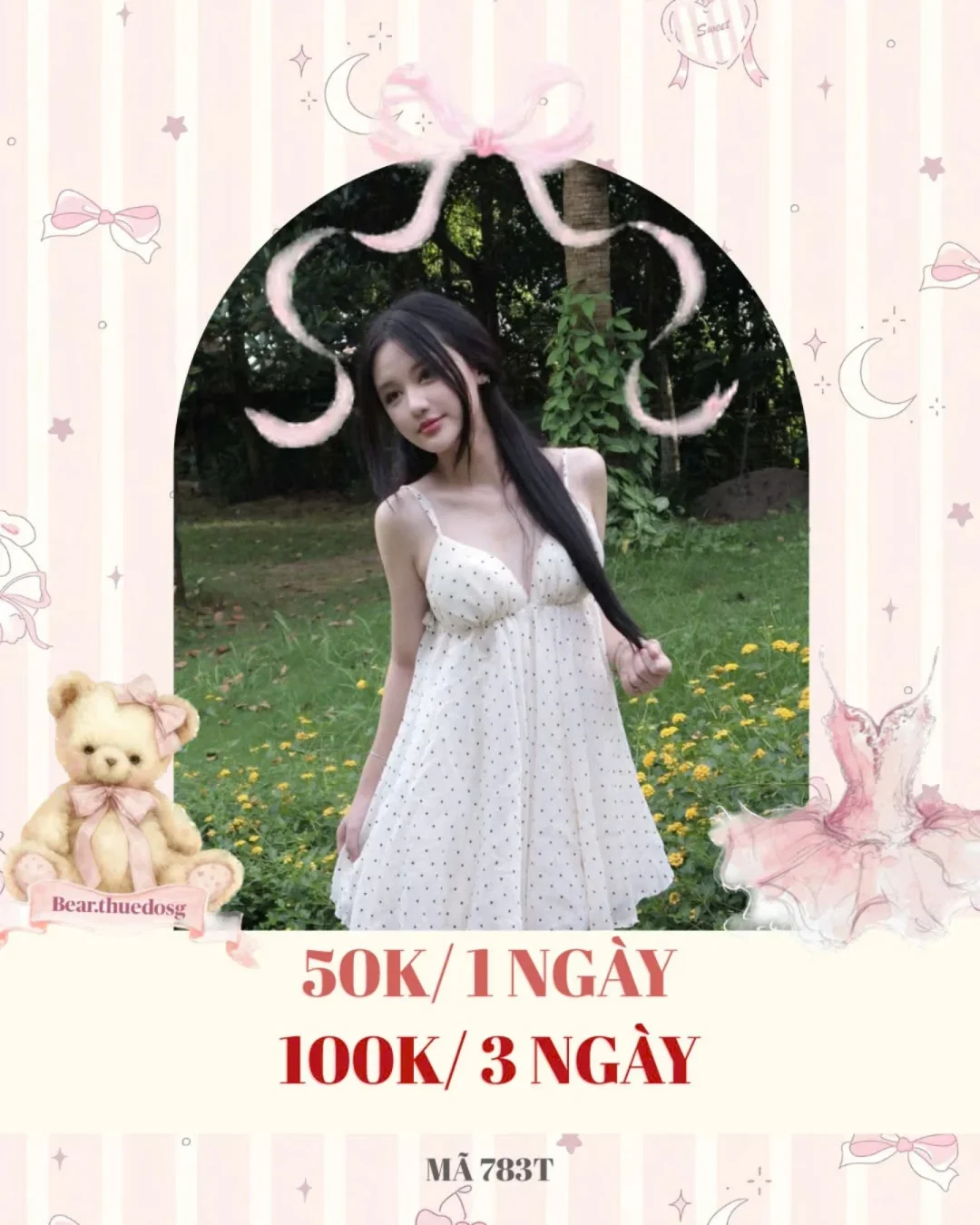 Ảnh 1 của Váy chấm bi hai dây trắng nữ size M
