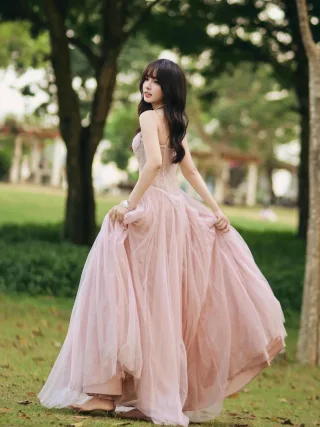 Ảnh 1 của Váy dạ hội hồng pastel size S nữ