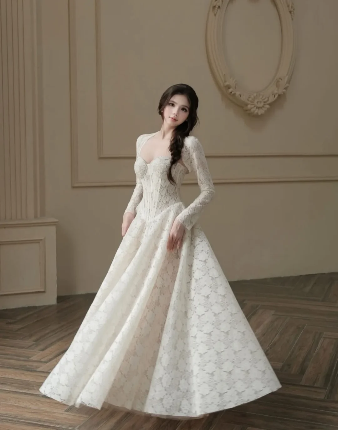 Ảnh 1 của Váy ren trắng Celina dài nữ