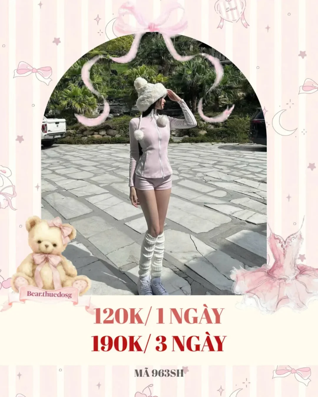 Photo 1 of Set đồ thể thao nữ hồng pastel