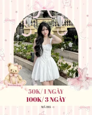 Ảnh 1 của Đầm trắng bèo nhún hai dây nữ tính