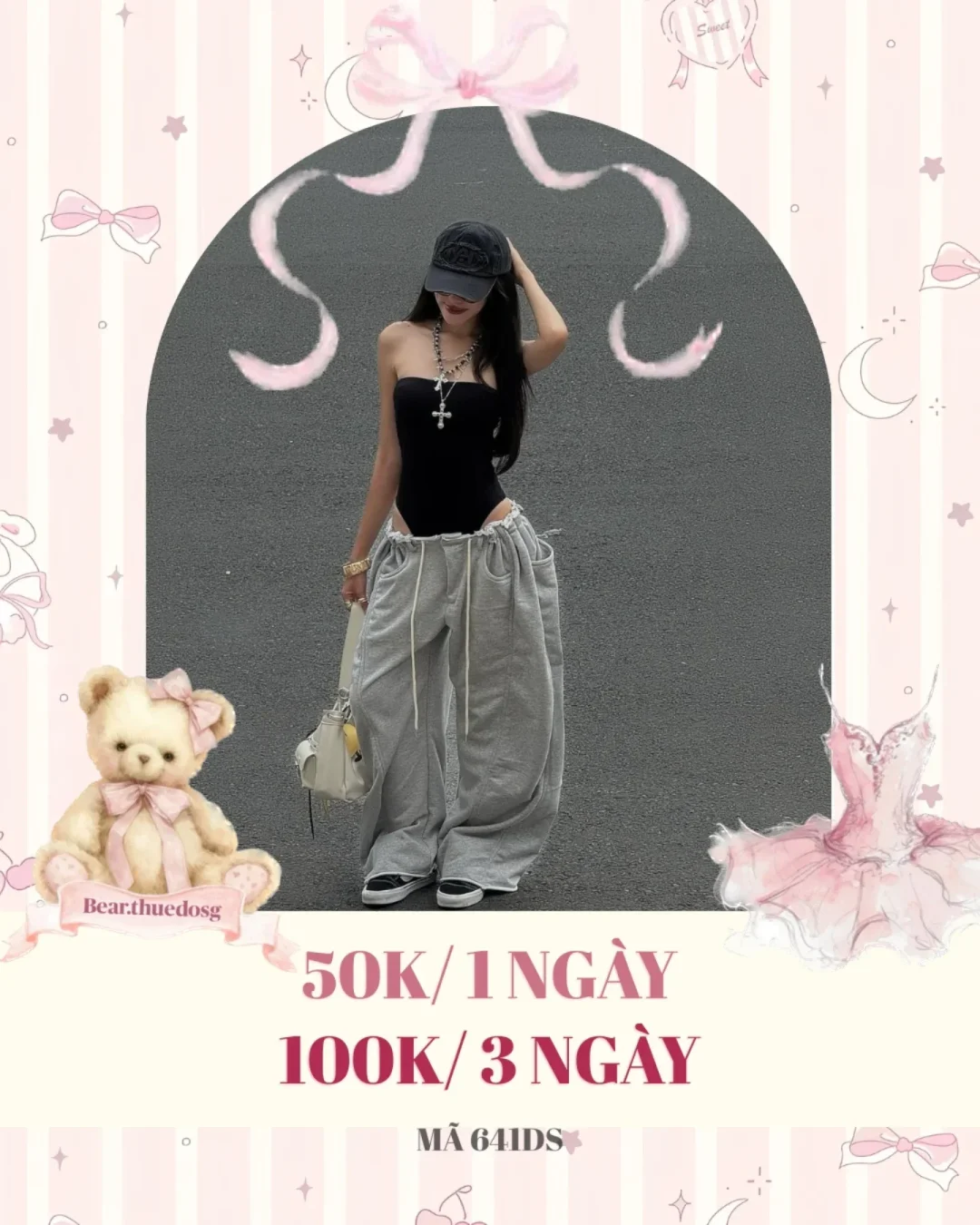 Ảnh 1 của Set bodysuit đen jogger xám nữ