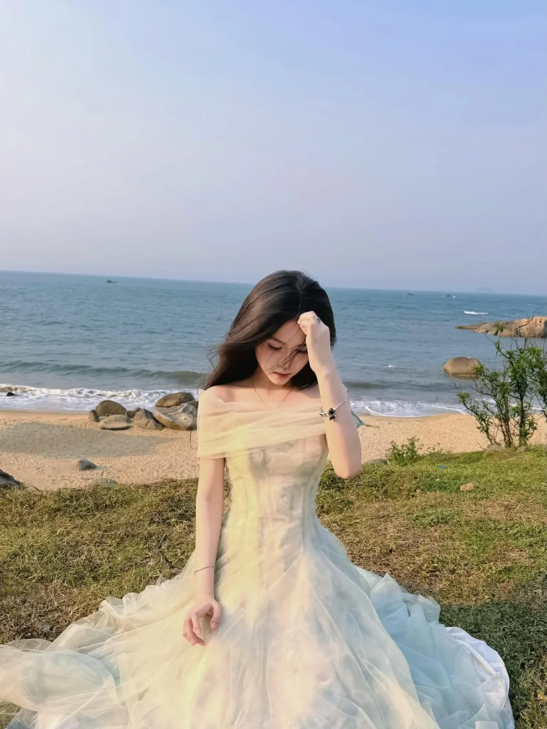 Ảnh 5 của Váy Dasha xanh mint vai trễ tulle xòe