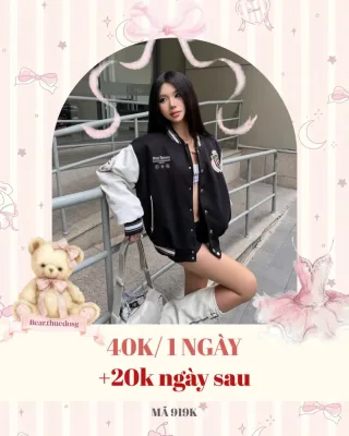 Photo 1 of Áo khoác varsity nữ đen trắng