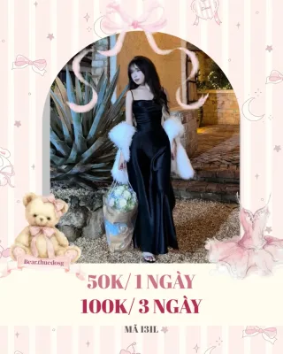 Ảnh 1 của Váy dài satin đen hai dây nữ