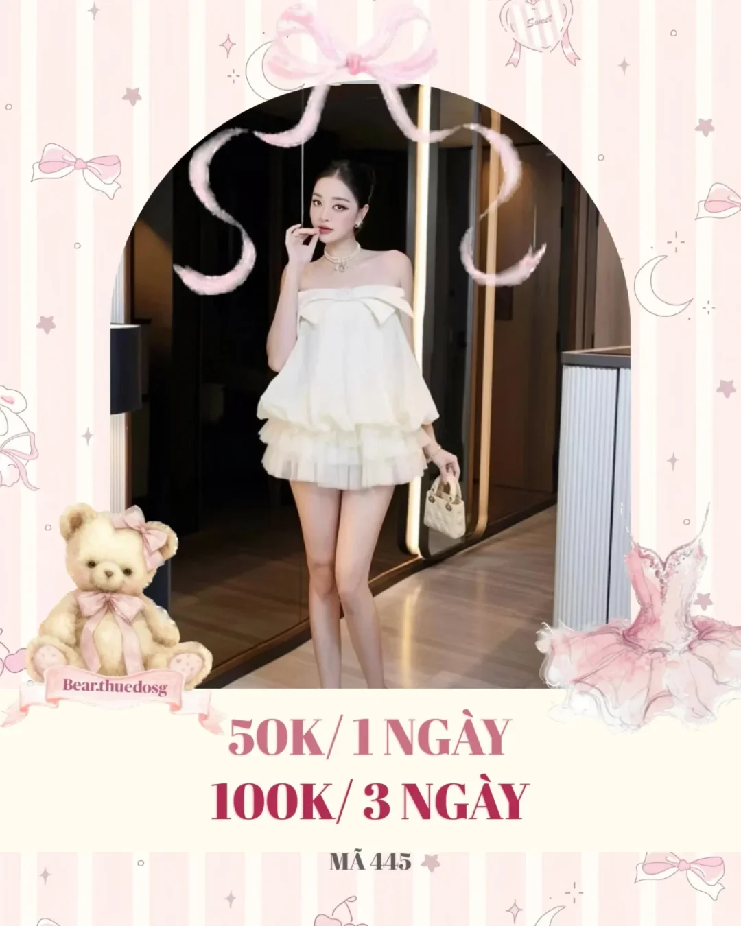 Ảnh 1 của Đầm trắng trễ vai nơ bèo cho thuê