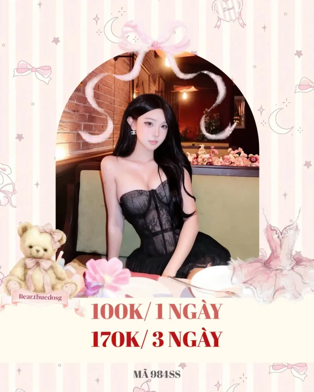 Ảnh 1 của Áo Corset Ren Đen Nữ Cho Thuê