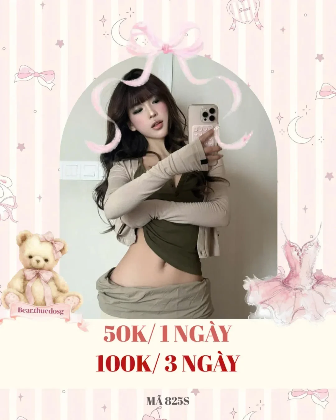 Photo 1 of Set Croptop Nữ Hai Lớp Xanh Rêu Be