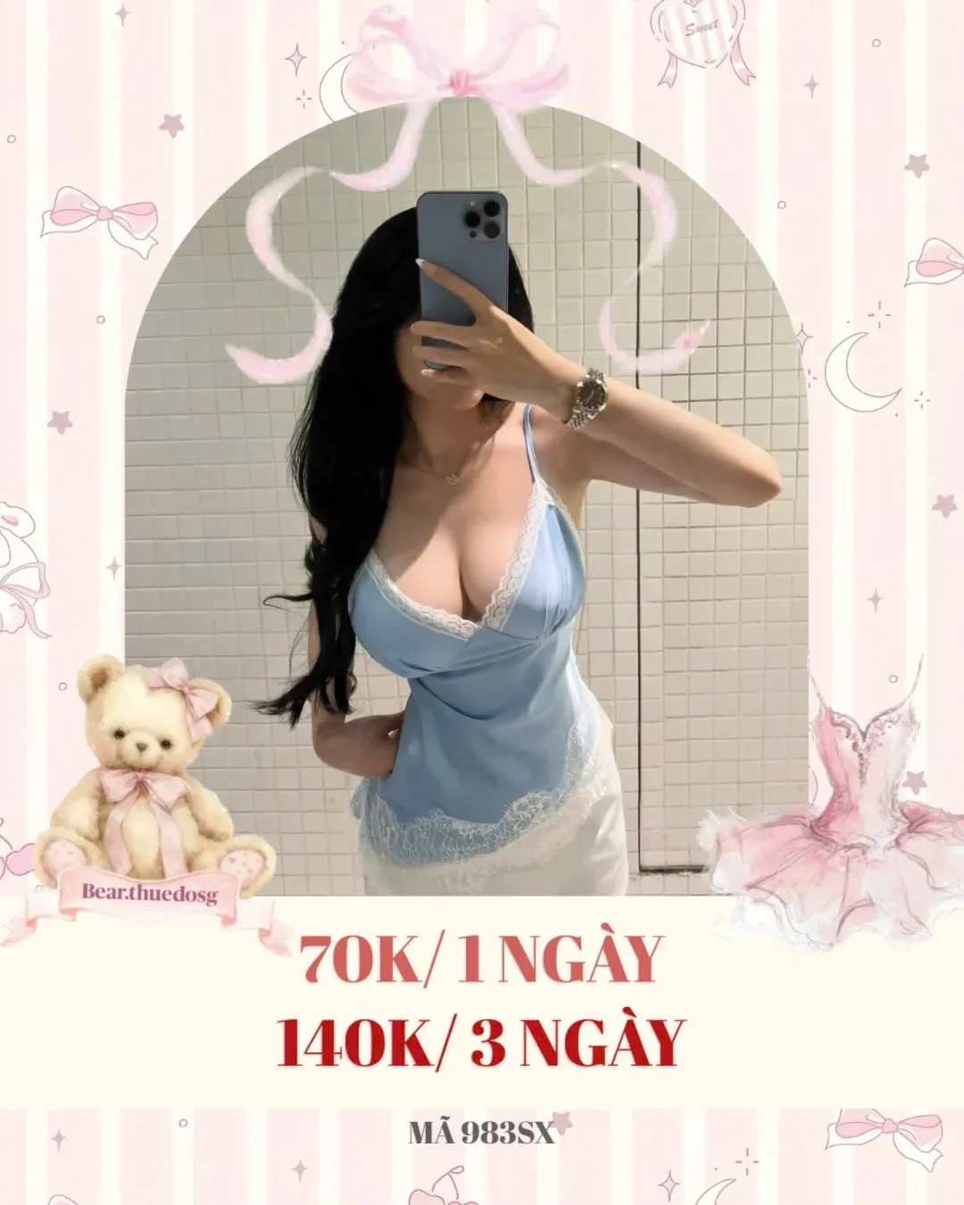 Photo 1 of Set áo hai dây lụa xanh size M