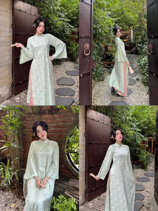 Ảnh 1 của Áo dài nữ truyền thống xanh mint size M