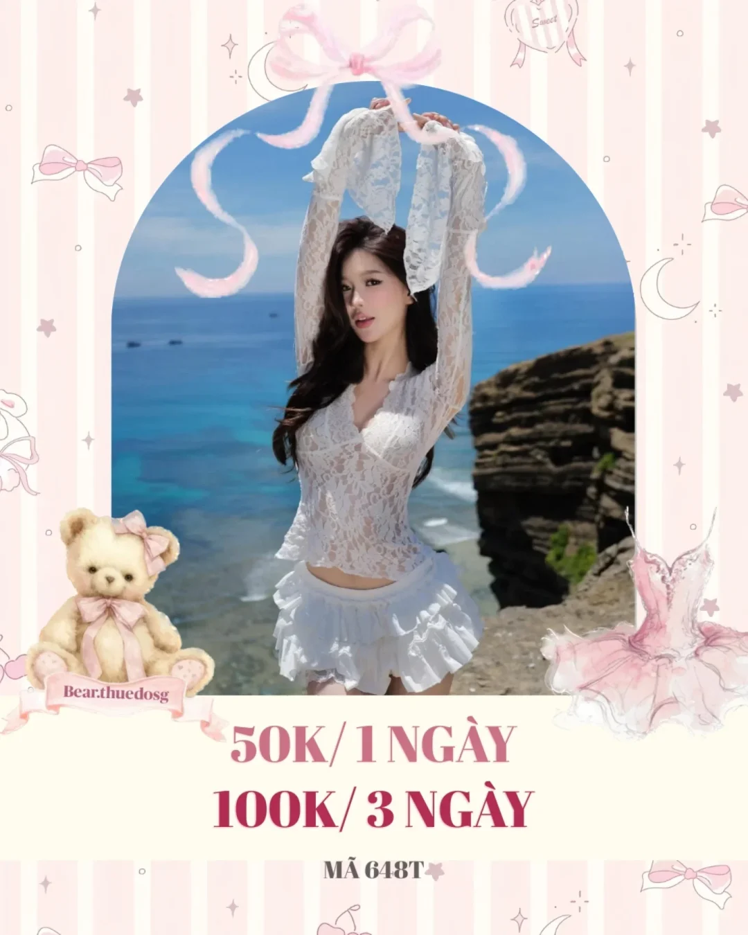 Ảnh 1 của Set áo ren trắng chân váy bèo nữ