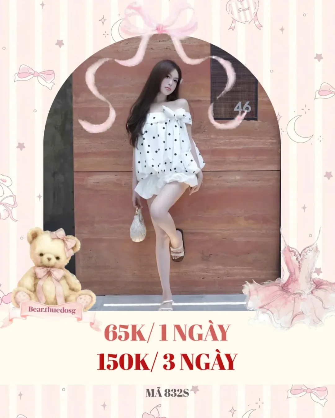 Ảnh 1 của Set đồ baby doll chấm bi trắng nữ size M