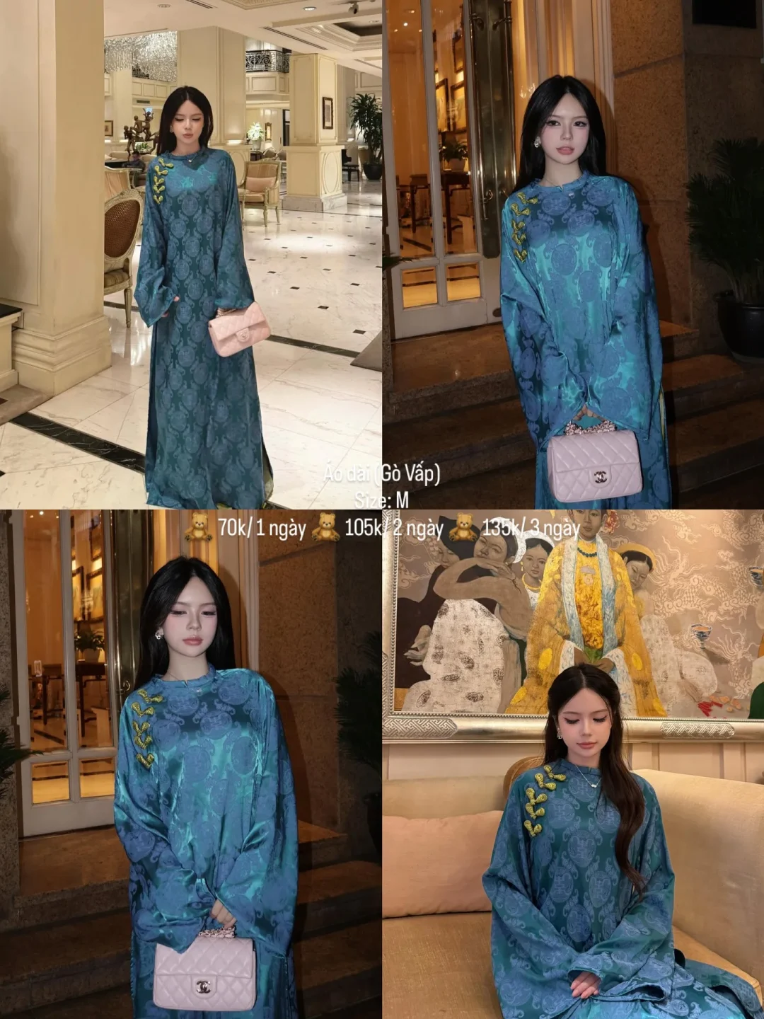 Photo 1 of Áo dài lụa xanh ngọc size M