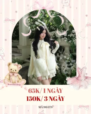 Ảnh 1 của Set áo nơ trắng kèm váy xếp ly nữ
