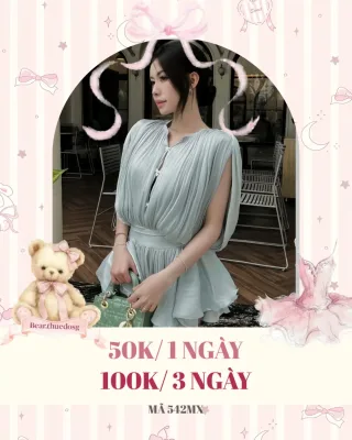 Photo 1 of Váy xếp ly xanh mint midi nữ