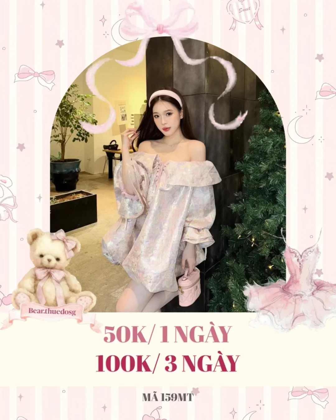 Ảnh 1 của Áo trễ vai babydoll pastel size M