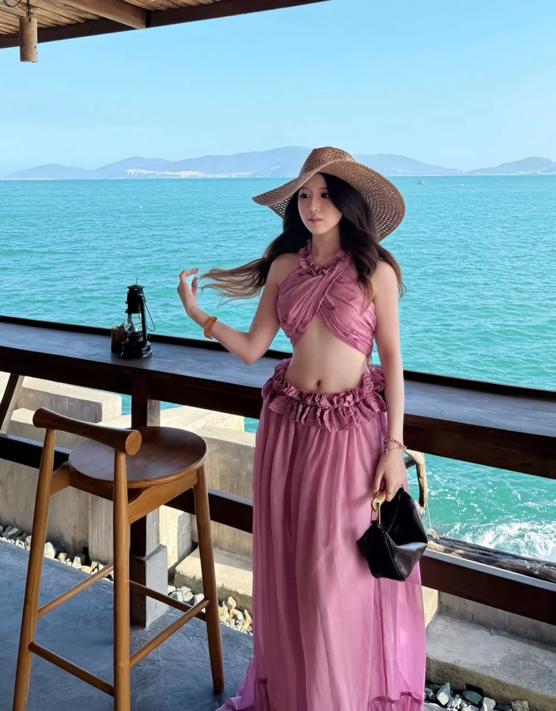 Ảnh 9 của Set váy hai mảnh hồng boho maxi nữ