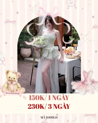 Photo 1 of Đầm corset ren mint xẻ tà nữ