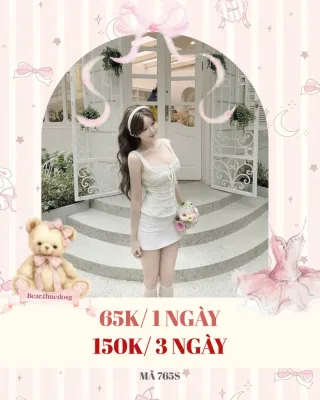 Ảnh 1 của Set áo váy trắng ren ngắn nữ size S