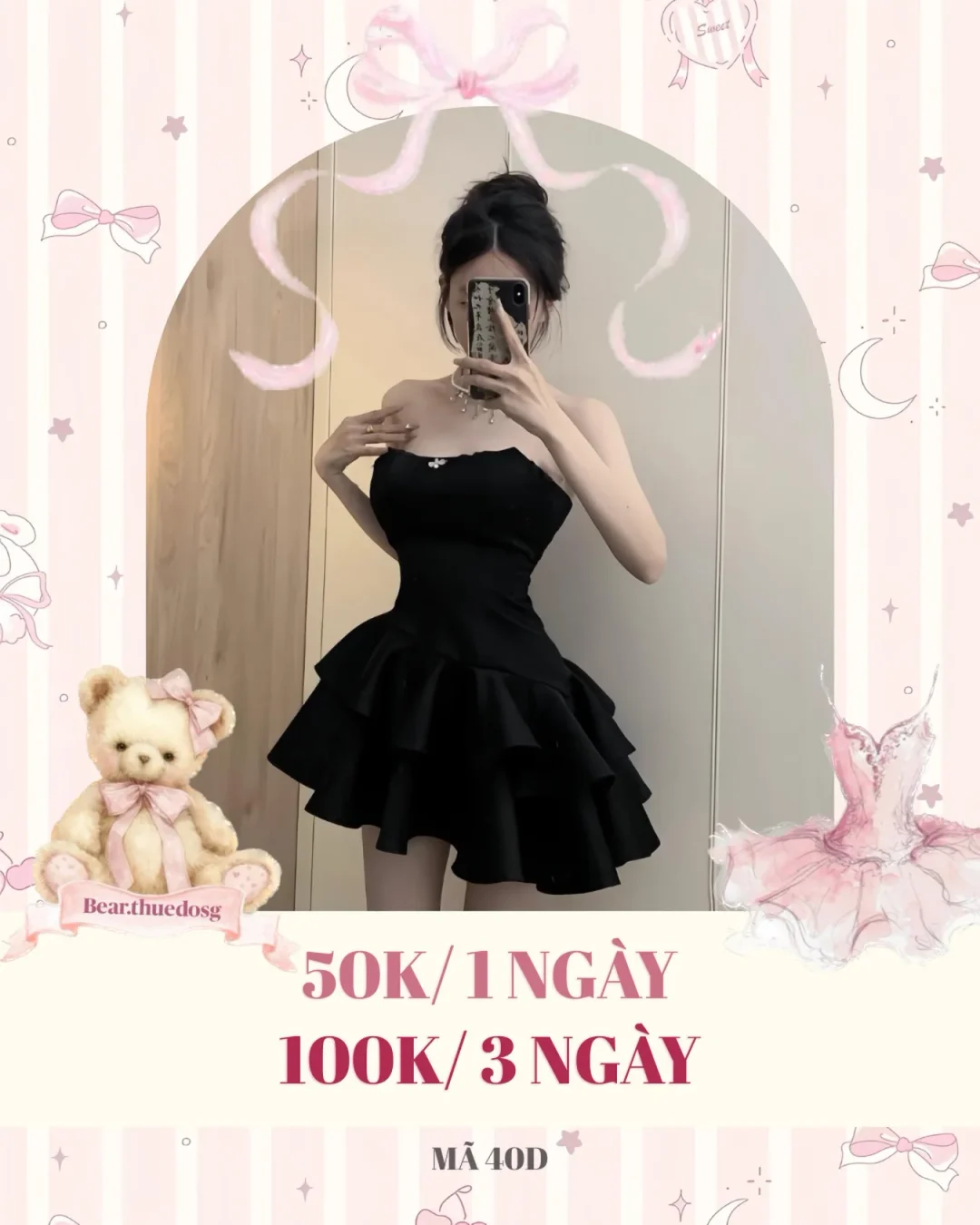 Photo 1 of Váy đen quây bèo nhún mini nữ